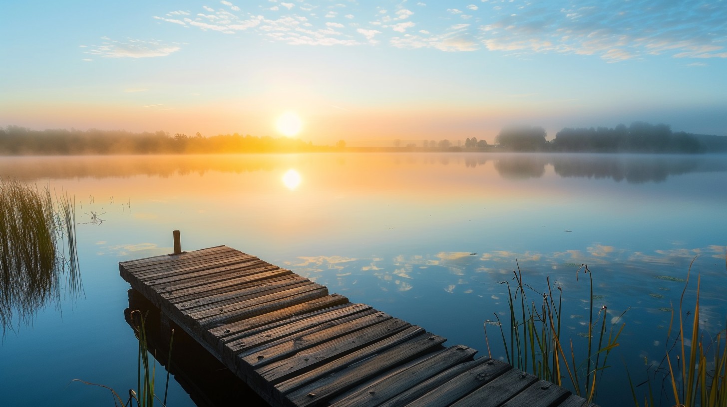 Free Misty Lake Sunrise Image - Sunrise, Lake, Mist | Download at StockCake