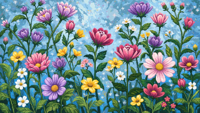 Free Pixel Flower River Image - Flowers, Pixel, Art | Download at StockCake