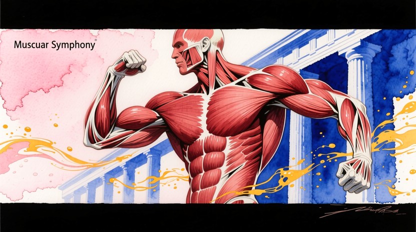Free Dynamic Muscle Illustration Image - Anatomy, Muscles, Watercolor ...