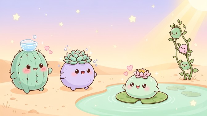 Botanic Friends Free Kawaii Botanical Friends Image - Kawaii, Illustration, Plants ...