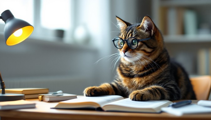 Free Studious Cat Scholar Image - Cat, Tabby, Studying | Download at ...