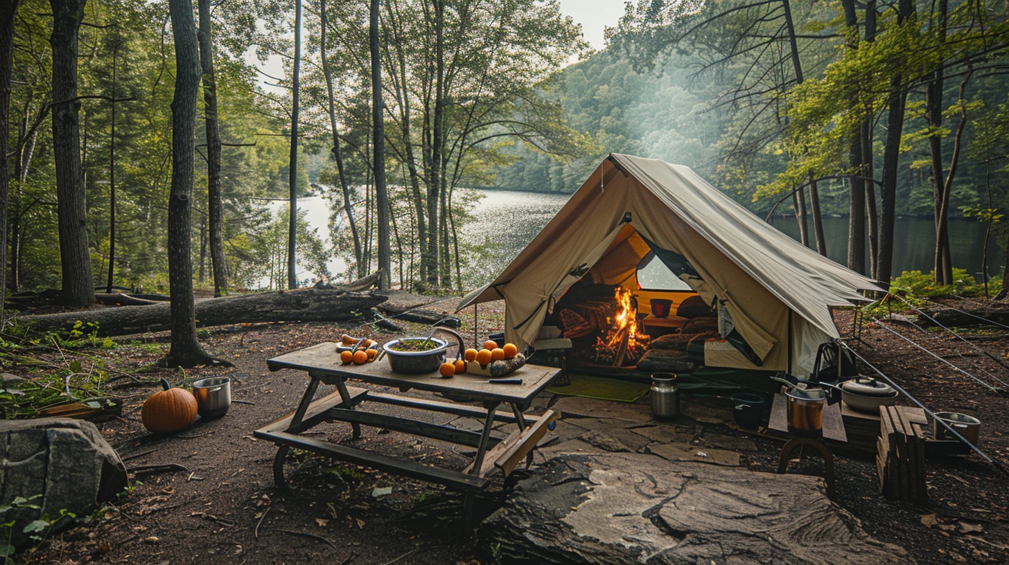 Free Autumn Camping Scene Image - Camping, Autumn, Lake | Download at ...