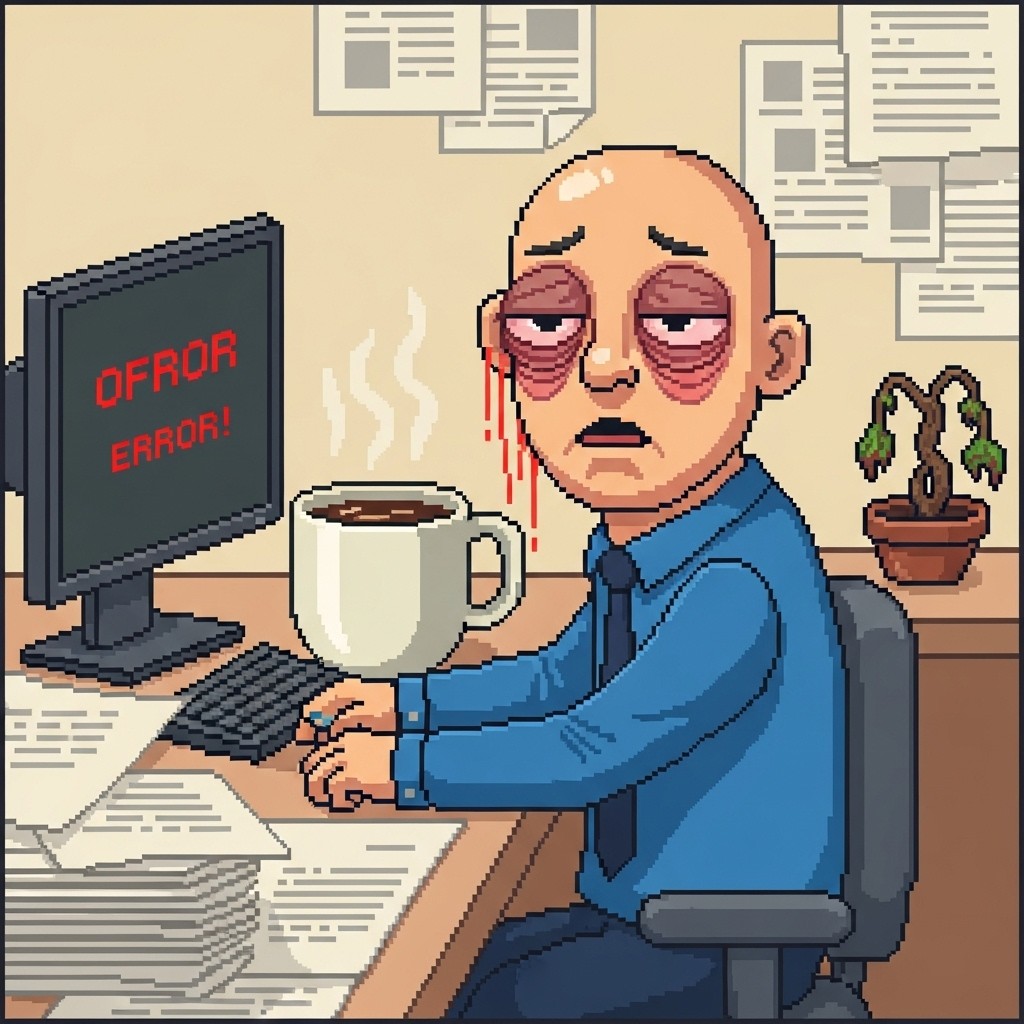 Cartoon Staring At Computer Screen
