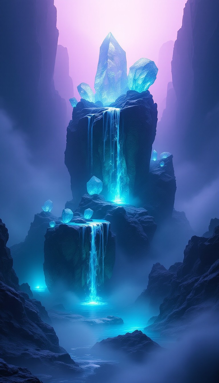 Free Glowing Crystal Falls Photo - Crystal, Waterfall, Ethereal ...