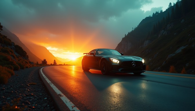 Free Sunset Mountain Drive Image - Mountains, Sunset, Road | Download ...