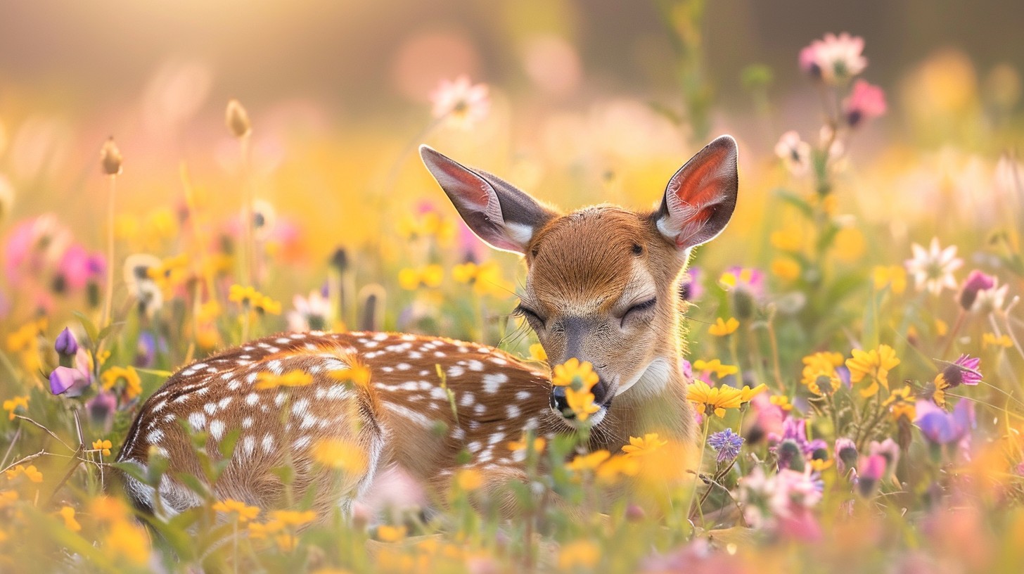Free Fawn Amid Flowers Image - Fawn, Flowers, Meadow | Download at ...