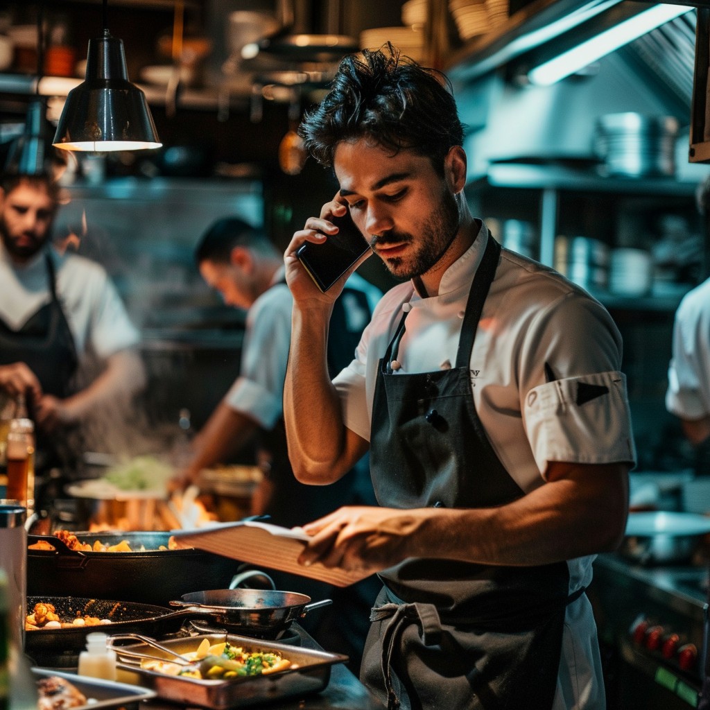 Free Chef Taking Call Image - Chef, Kitchen, Cooking | Download at ...