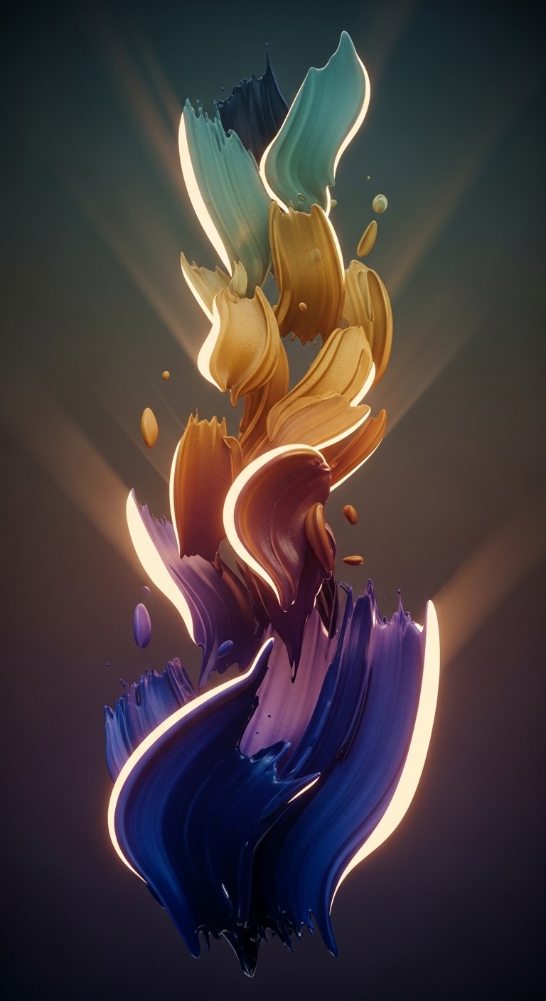 Download Flowing Paint Sculpture Image - Abstract, Brushstrokes, 3d ...