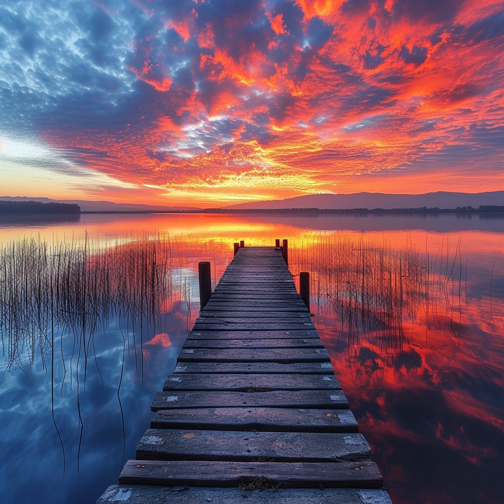 Free Sunset Lake Pier Image - Sunset, Lake, Pier | Download at StockCake