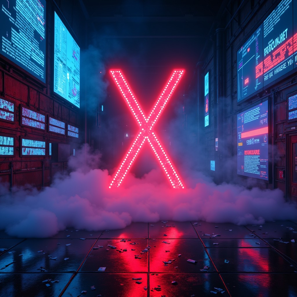 Free Neon X Warning Image - Cyberpunk, Neon, Red | Download at StockCake