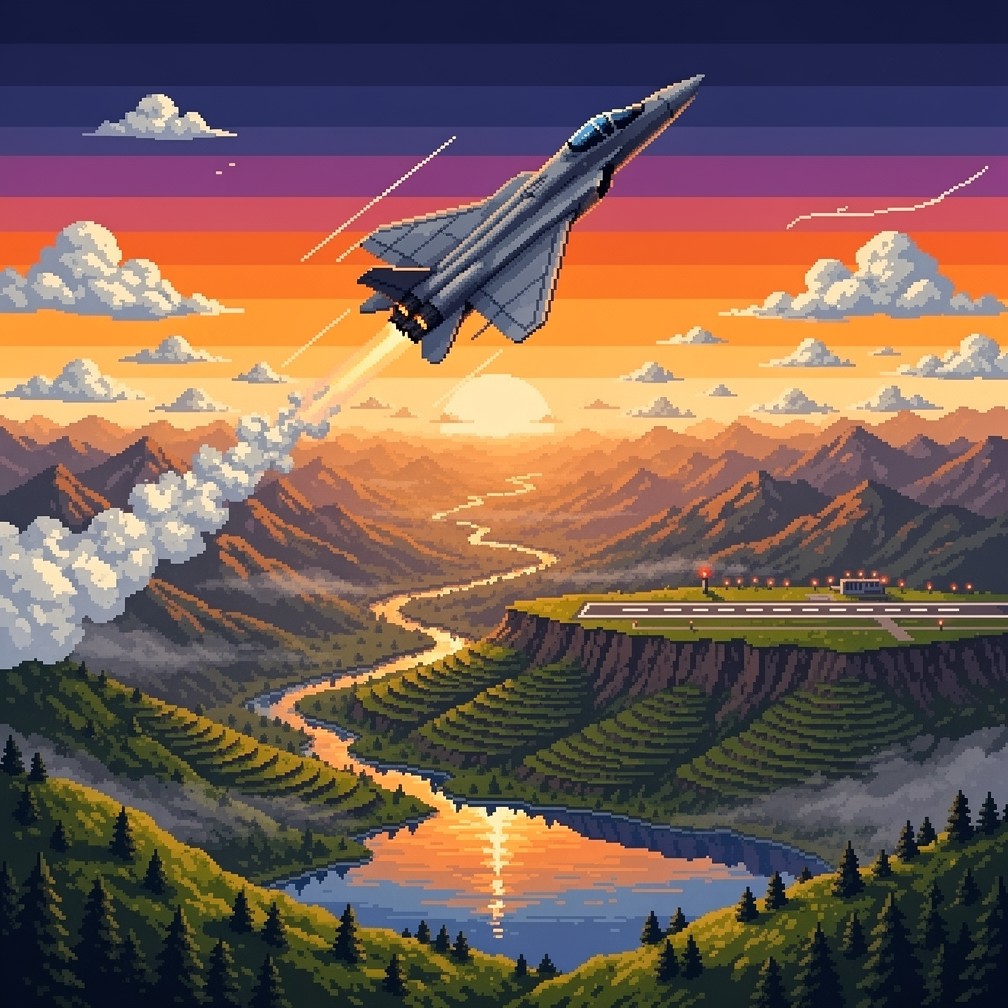 Free Pixel Sunset Flight Image - Pixelart, Sunset, Aircraft | Download ...
