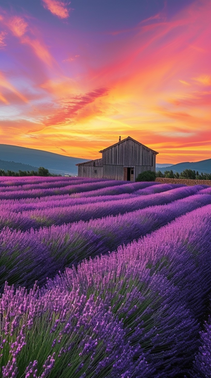 Free Lavender Field Sunset Image - Lavender, Sunset, Barn | Download at ...