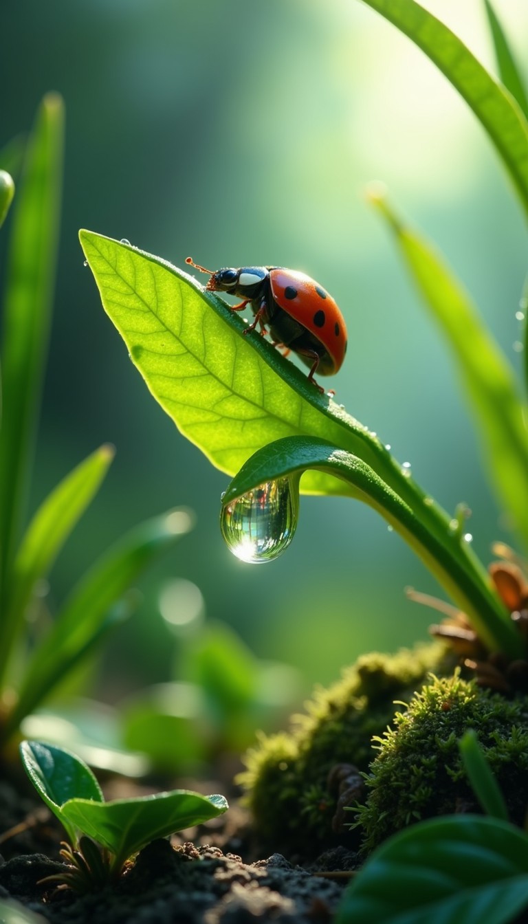 Free Ladybug Dewdrop Magic Image - Ladybug, Dewdrop, Leaf | Download at ...