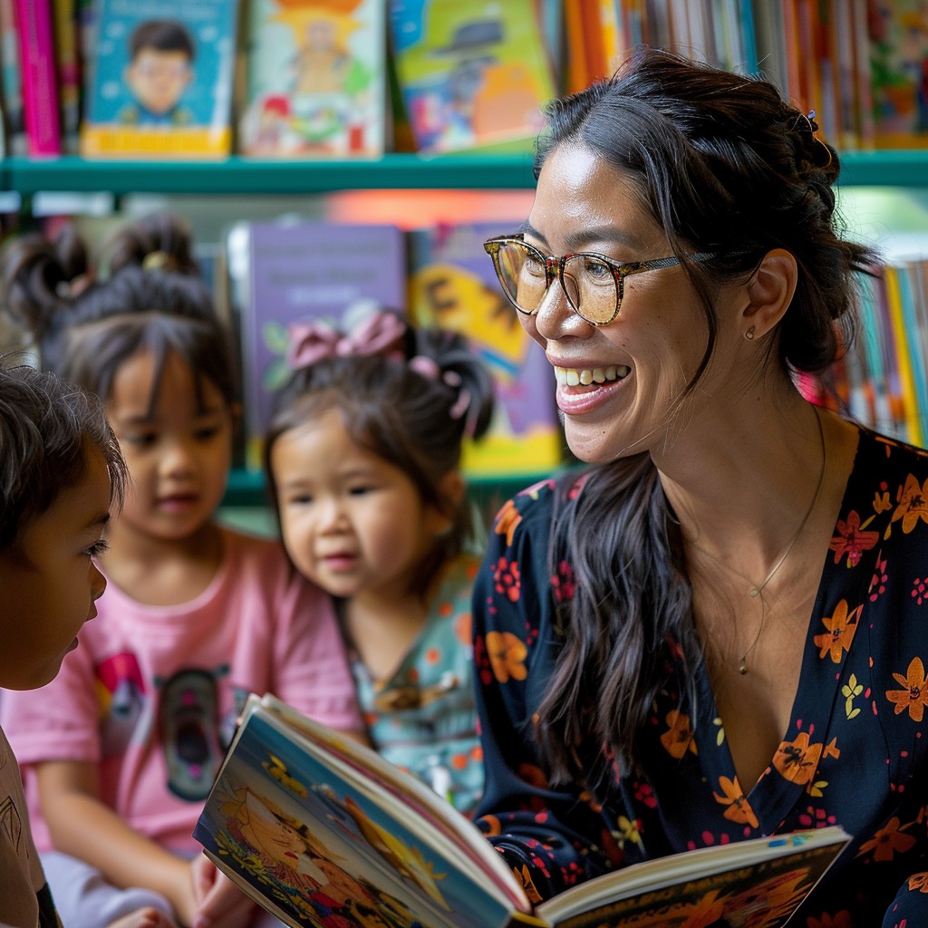 Free Joyful Reading Session Image - Reading, Children, Woman | Download ...