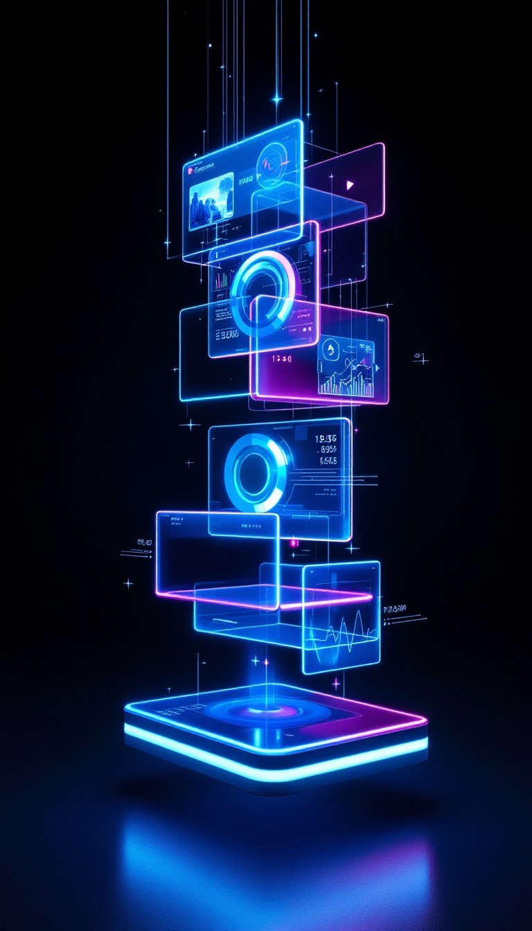 Free Holographic Tech Stack Image - Holographic, Digital, Interface ...