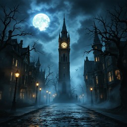 Free Midnight Clock Tower Image - Gothic, Victorian, Clocktower ...
