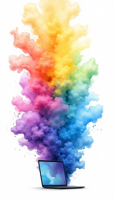 Free Rainbow Tech Explosion Image - Watercolor, Laptop, Rainbow ...