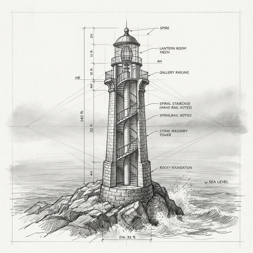 Free Lighthouse Architectural Sketch Image - Lighthouse, Architecture ...