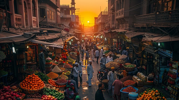 Market Setting Images Free Bustling Market Sunset Image - Market, Sunset, Shoppers | Download ...