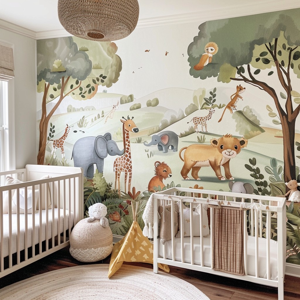 Free Nursery Animal Mural Photo - Nursery, Crib, Mural | Download at ...