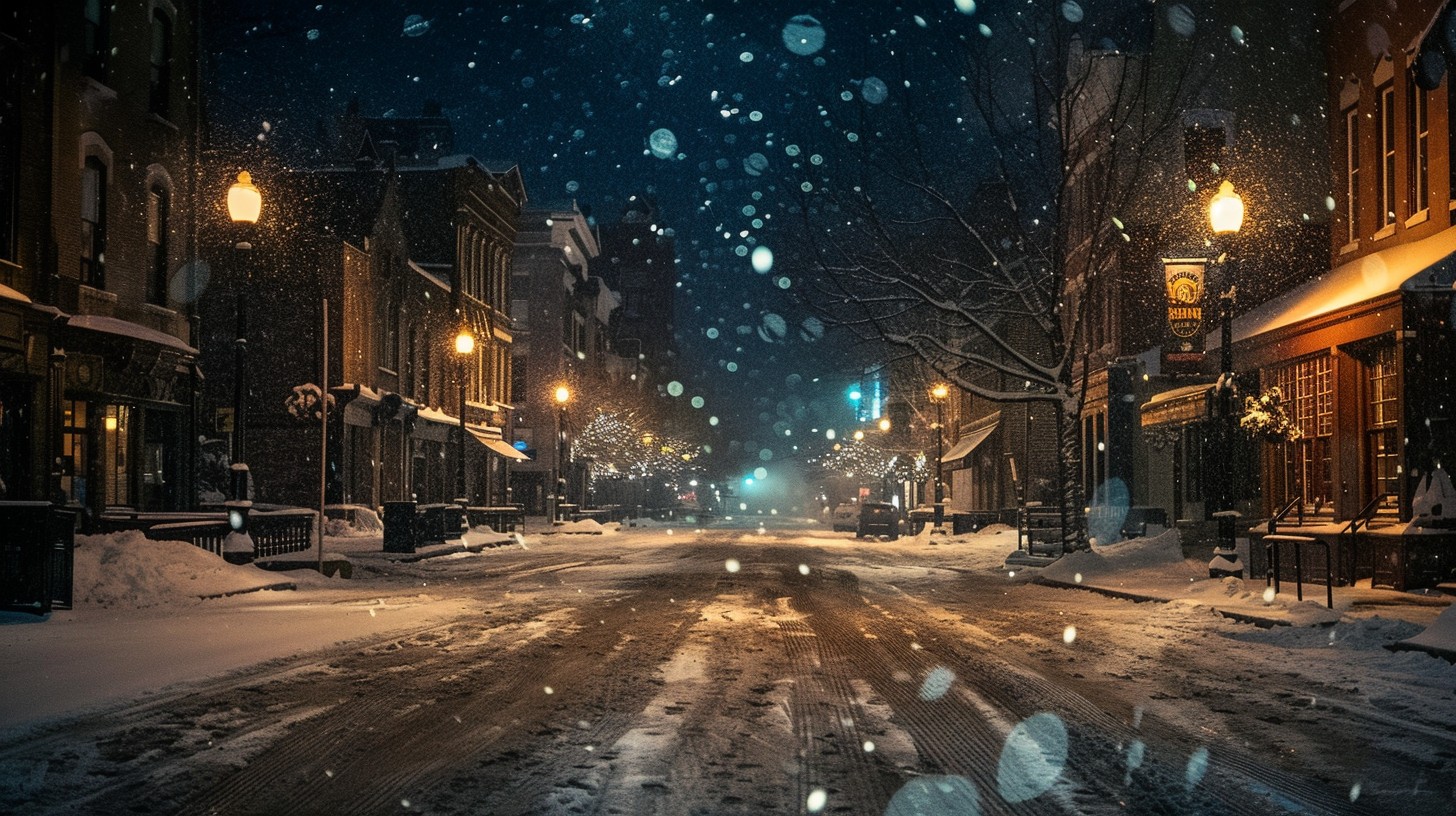 Free Snowy Night Town Image - Snow, Night, Town | Download at StockCake