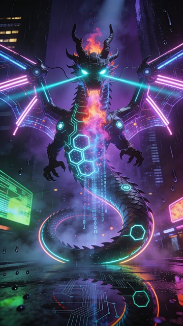 Dragon With Computer Free Cyberpunk Dragon Rising Image - Cyberpunk, Dragon, Neon | Download ...