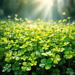 陽の当たるクローバーの草原の画像をダウンロード - クローバー
