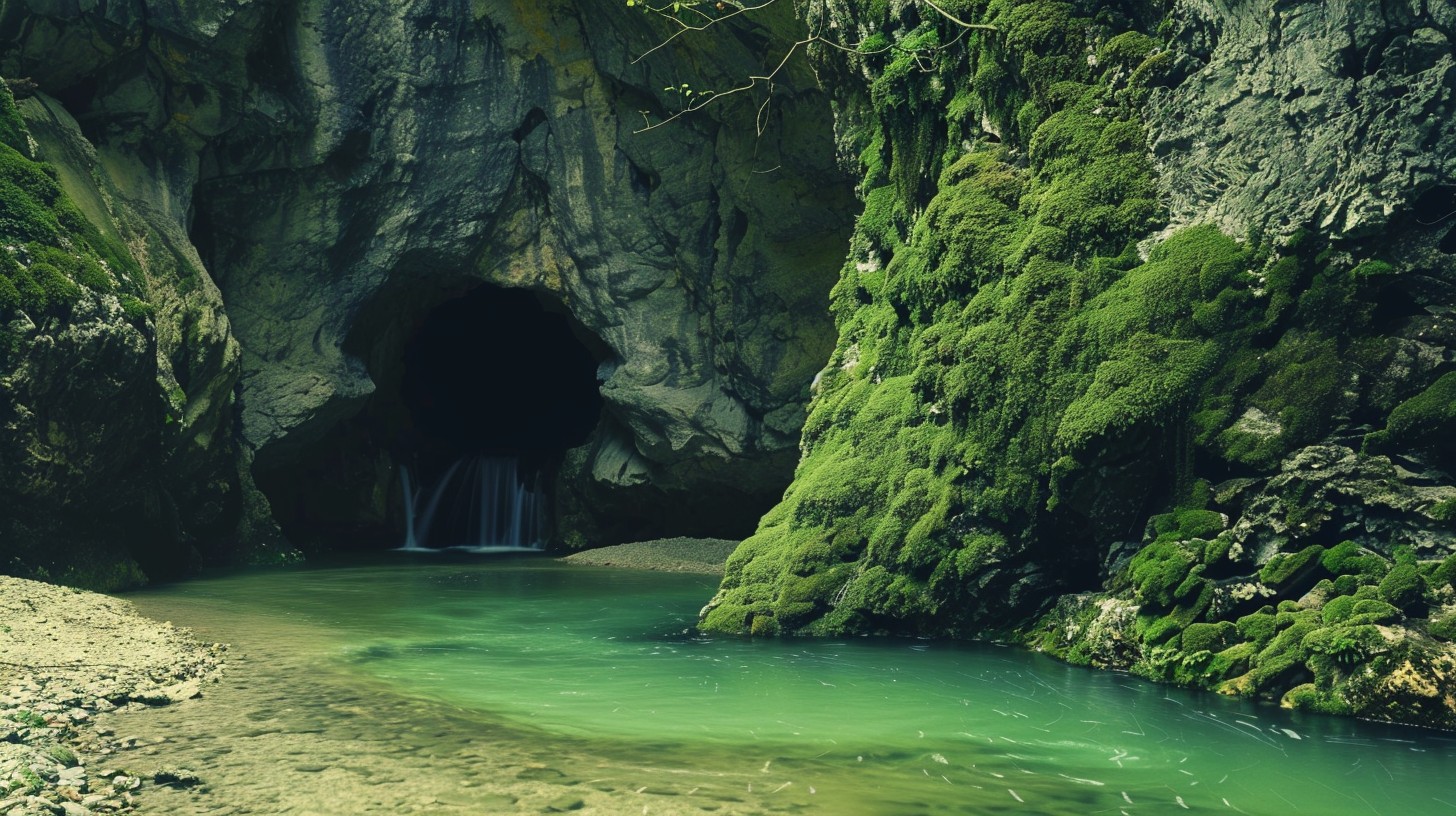 Free Mystical River Cave Image - River, Cave, Moss | Download at StockCake