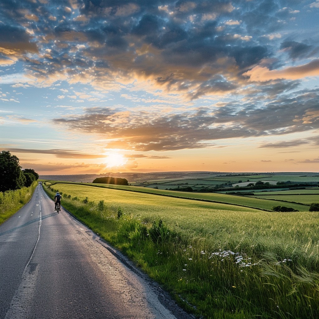 Free Sunset Countryside Ride Image - Sunset, Countryside, Cyclist ...