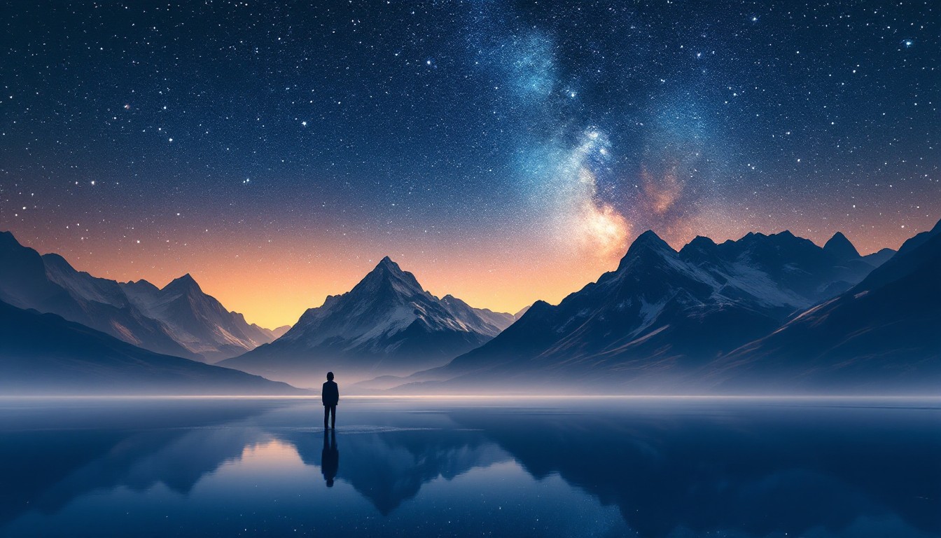 Free Cosmic Mountain Reflection Image - Mountains, Stars, Reflection ...