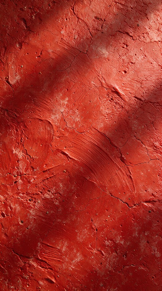 Textured Plaster Abstract Rough red plaster wall with soft diagonal shadows, curved trowel marks ...