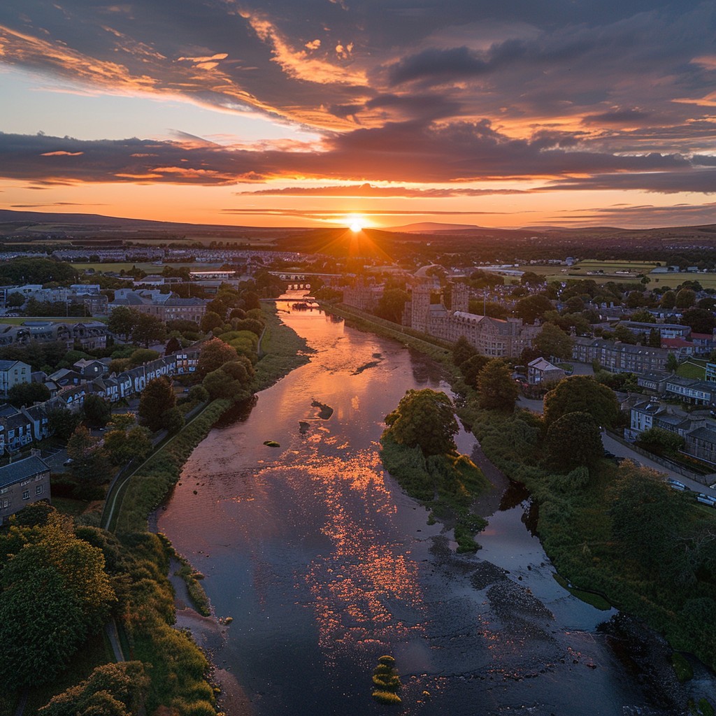 Free Sunset Over River Image - Sunset, River, Town | Download at StockCake