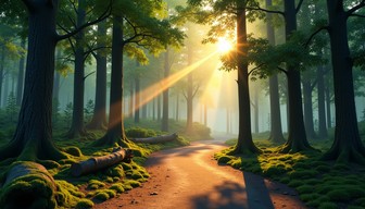 Free Enchanted Forest Path Image - Forest, Sunbeams, Path | Download at ...