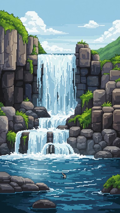 Free Pixel Waterfall Paradise Image - Waterfall, Pixel, Iceland ...