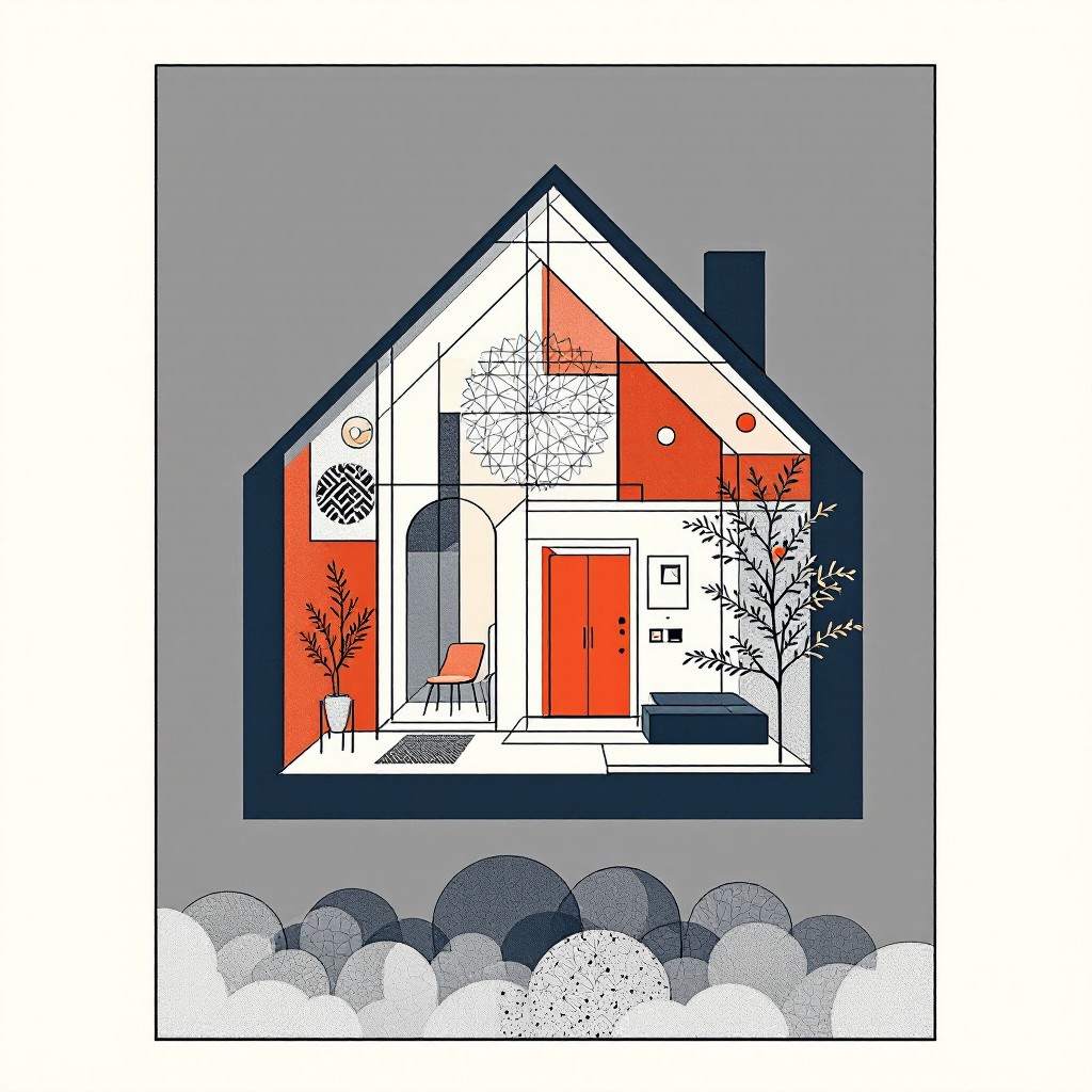 Geometric House Patterns Free Floating Geometric Home Image - Geometric, Minimal, Architecture ...