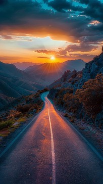 Free Sunset Mountain Drive Image - Sunset, Mountains, Road | Download ...