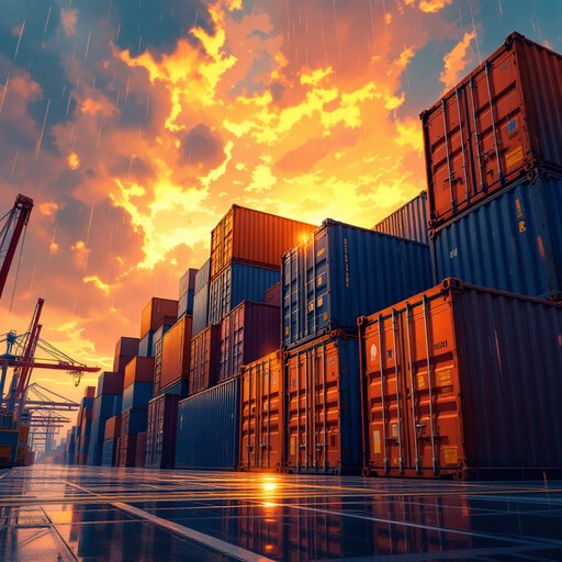 Free Sunset Shipping Landscape Image - Sunset, Shipping, Containers ...