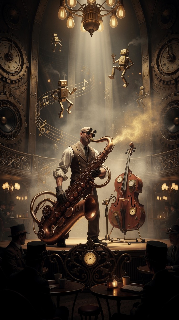 Free Steampunk Jazz Performance Image - Steampunk, Jazz, Saxophone ...