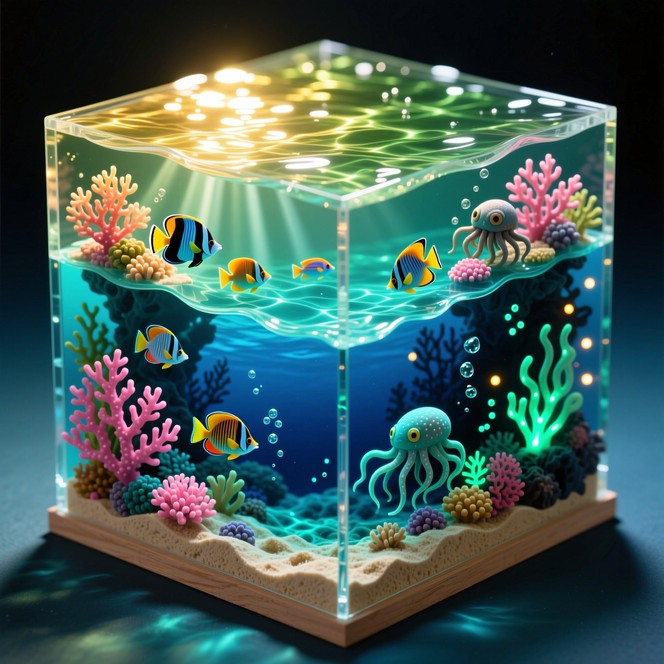 Free Layered Ocean Cube Image - Aquarium, Cube, Ocean | Download at ...