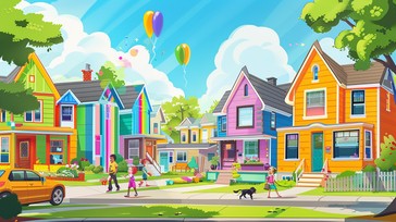 Free Colorful Neighborhood Scene Image - Colorful, Vibrant ...