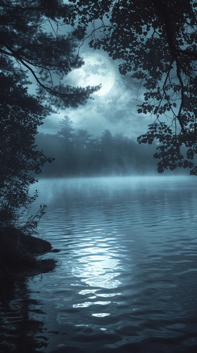 Free Misty Moonlight Serenade Image - Moonlight, Fog, Lake | Download ...