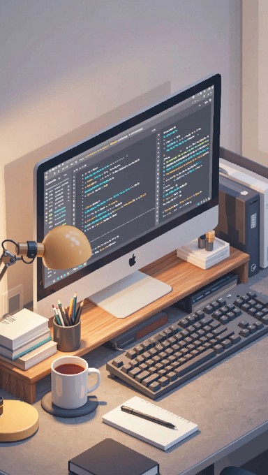 Free Coding Desk Setup Image - Workspace, Coding, Pixel | Download at ...
