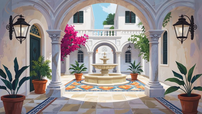 Free Mediterranean Courtyard Oasis Image - Mediterranean, Courtyard ...