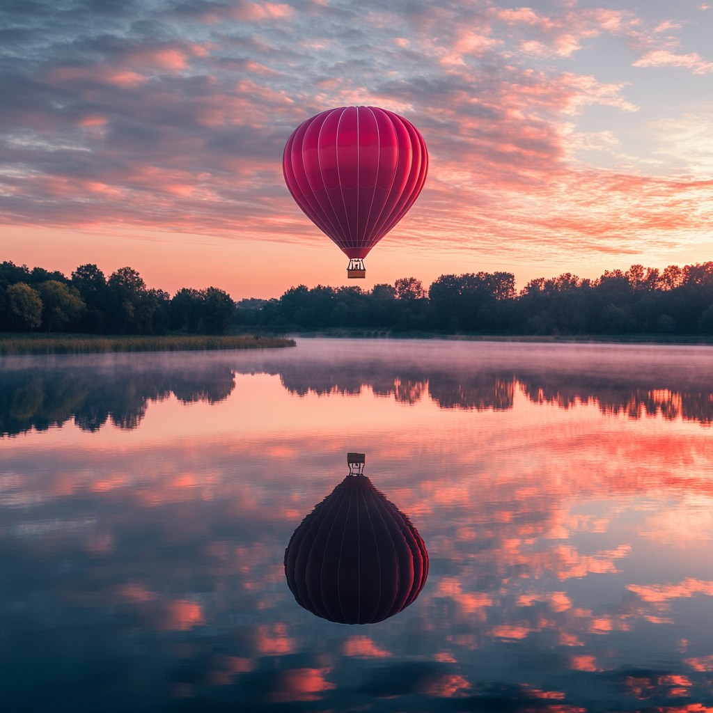 Free Balloon Over Water Image - Sunset, Balloon, Reflection | Download ...