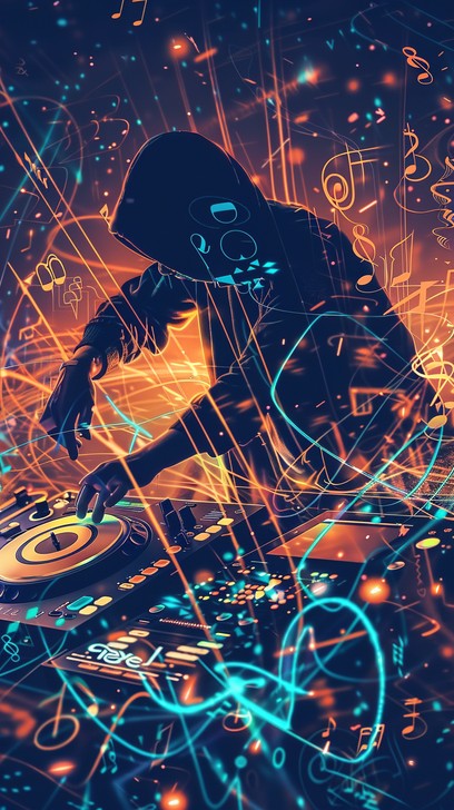 Dj Animation Color Free Vibrant DJ Art Image - Dj, Neon, Music | Download at StockCake