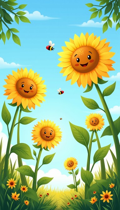 Free Happy Sunflower Friends Image - Sunflowers, Smiling, Cheerful ...