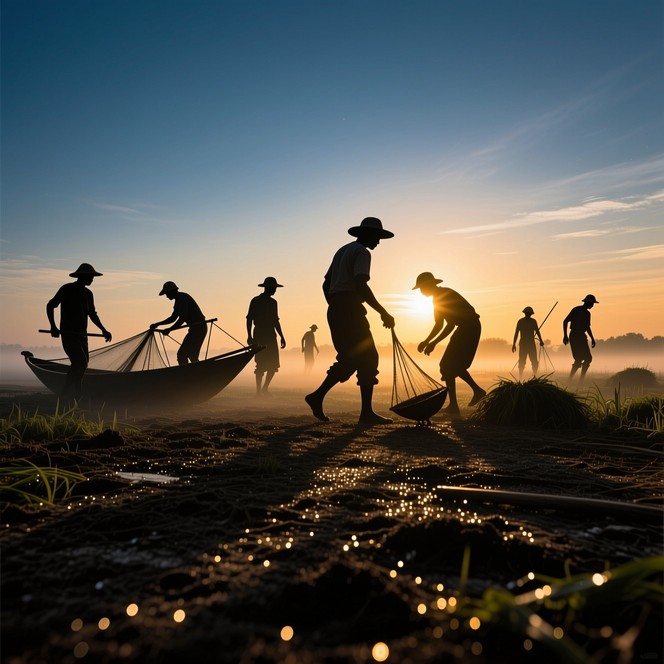 Workers Rising Free Dawn Workers Rising Image - Sunrise, Workers, Silhouettes ...