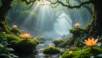 Free Enchanted Forest Stream Image - Forest, Stream, Sunbeams ...