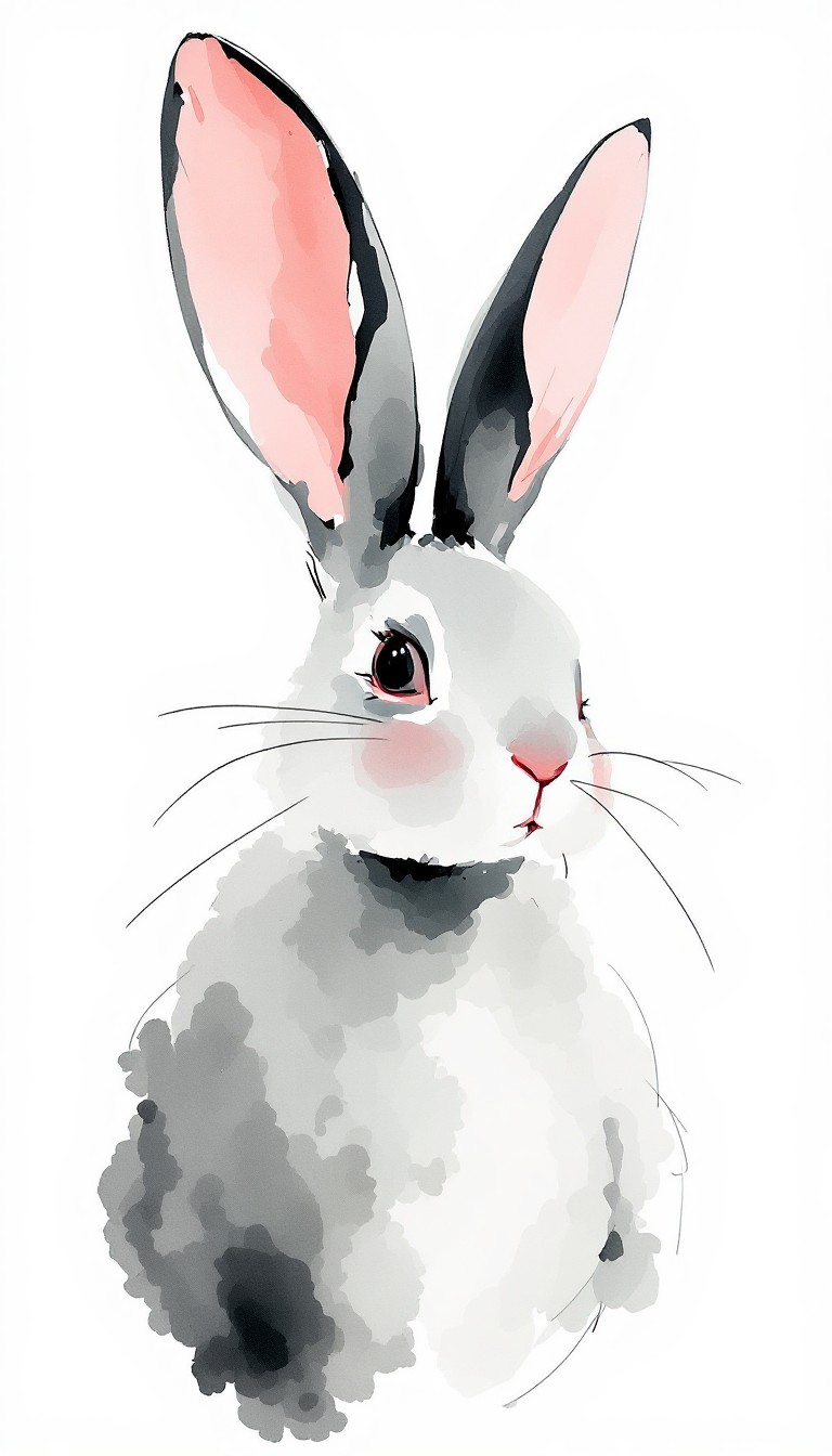 Watercolor Simple Rabbit Free Serene Watercolor Rabbit Image - Rabbit, Watercolor, Minimalist ...