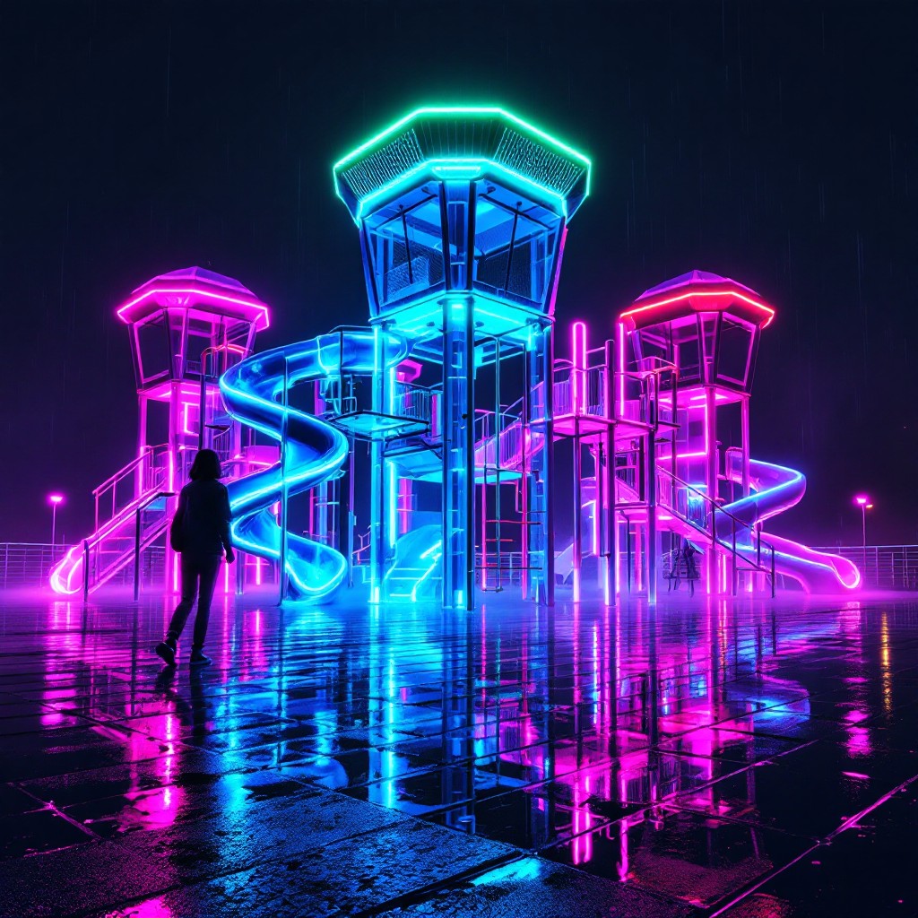 Free Neon Playground Night Image - Playground, Neon, Cyberpunk ...